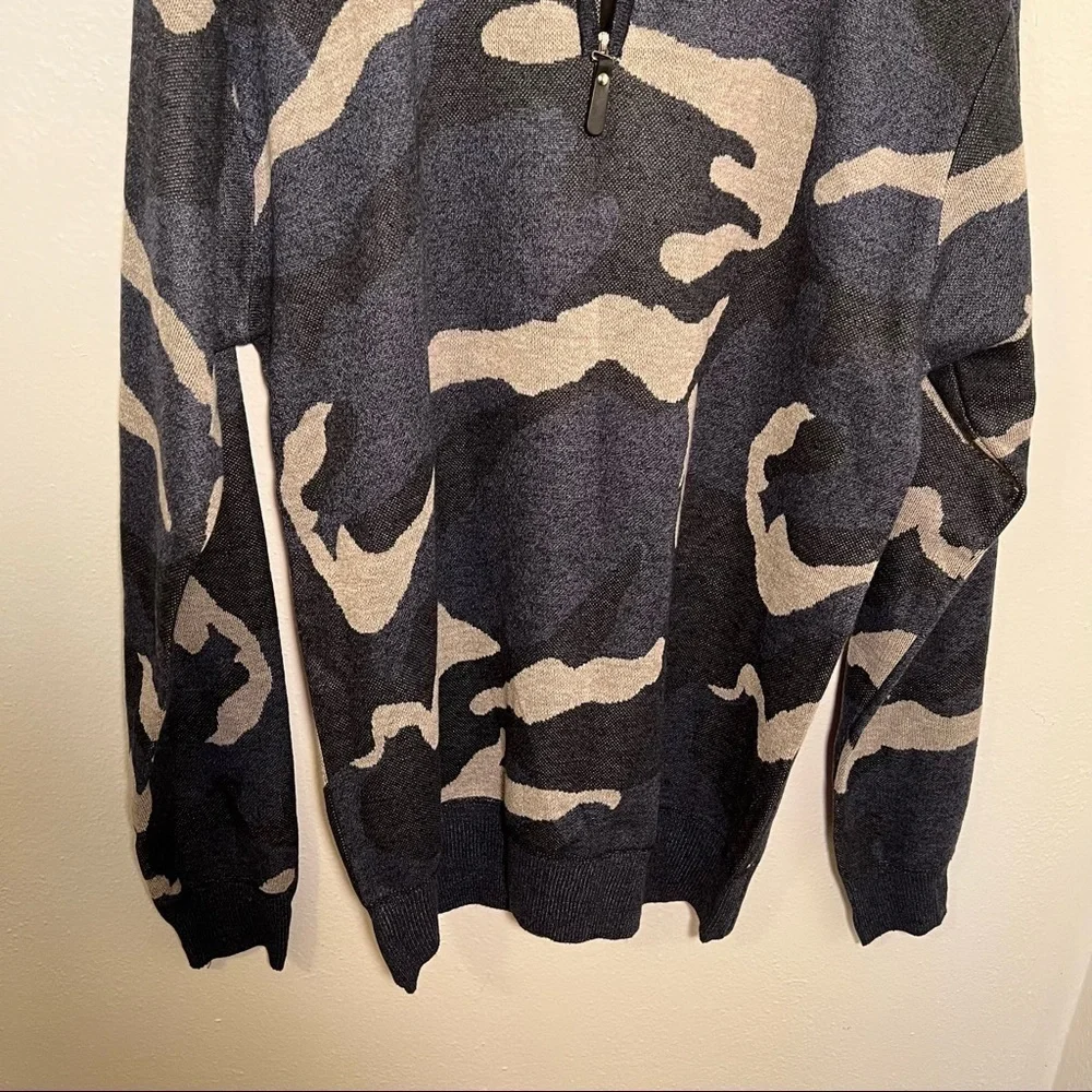 Whipper In Boys Sz 18/20 Quarter Zip Pullover Sweater Blue Gray Black Camouflage
